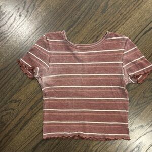 Teens Distressed Striped Ribbed Crop Top by American Eagle (size small)